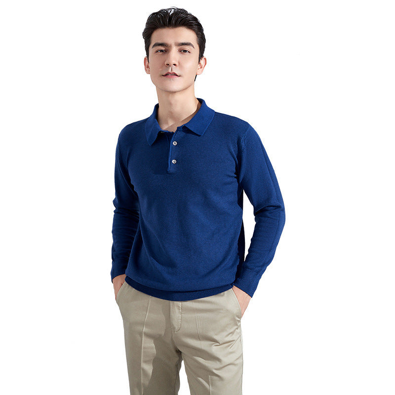 Herren Feiner Langarm-Poloshirt aus Feinstrick mit 3‑Knopf‑Leiste und schmaler Passform Echoarchiv