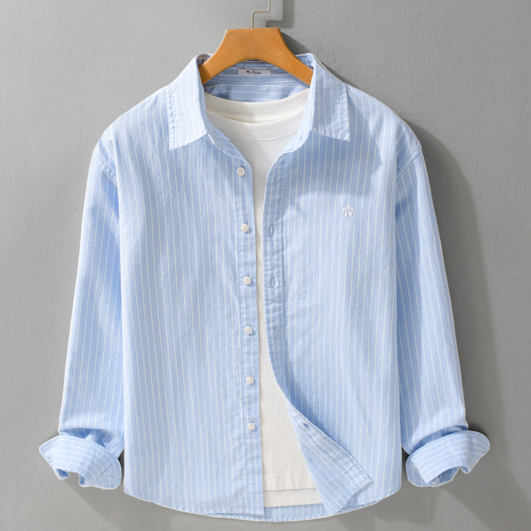 Herren Gestreiftes Layering-Hemd aus feinem Oxford-Baumwollstoff mit entspanntem Schnitt Echoarchiv