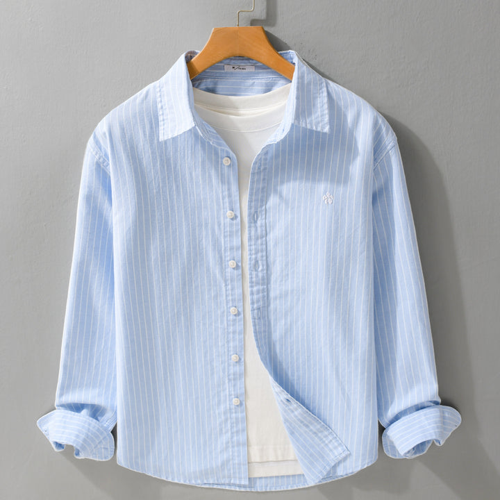 Herren Gestreiftes Layering-Hemd aus feinem Oxford-Baumwollstoff mit entspanntem Schnitt Echoarchiv