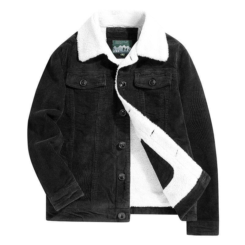 Herren Feincord‑Truckerjacke mit kuscheliger Sherpa‑Fütterung und Brusttaschen – Taviero