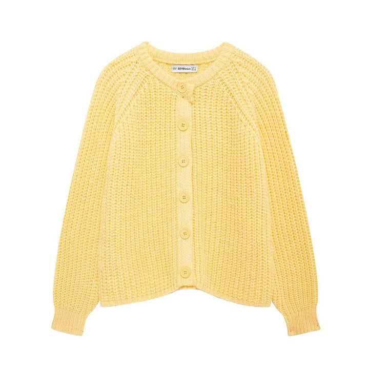 Damen nan grob gestrickte Raglan-Cardigan mit Ballonärmeln und durchgehender Knopfleiste Echo Archiv
