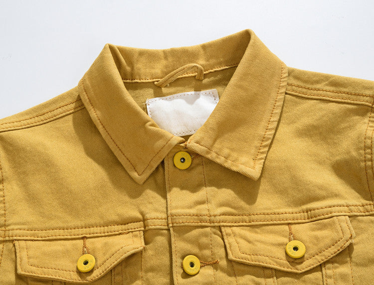 Herren stylische Denimjacke mit modernem Stehkragen und praktischen Taschen Echoarchiv