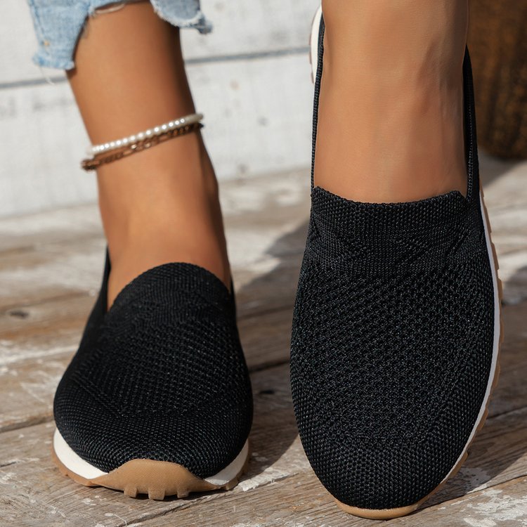 Damen Atmungsaktive Strick-Slipper mit Memory-Fußbett und rutschfester Laufsohle – Lioré