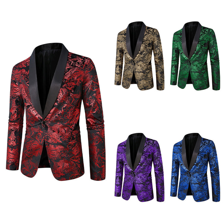 Herren eleganter Pailletten Blazer mit floralem Muster Echoarchiv