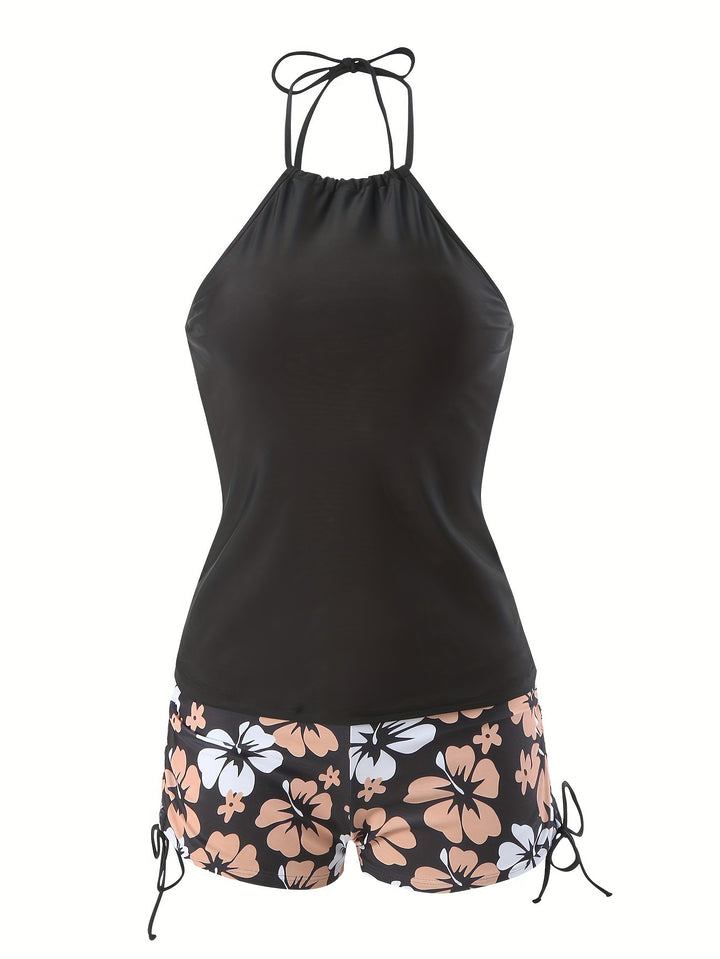Damen Tankini-Set mit lässigem Oberteil und hoch taillierten Shorts Echo Archiv