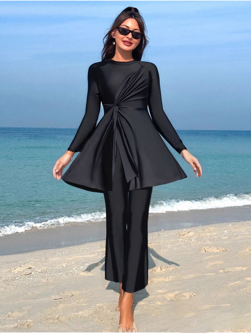Damen Eleganter asymmetrischer Badeanzug mit Drapierung Echo Archiv