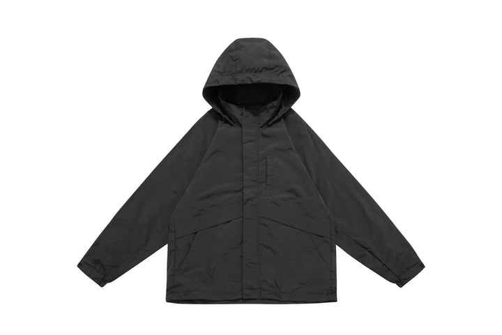 Unisex Weite wasserabweisende Kapuzenparka mit verdeckter Reißverschlussblende und Klappentaschen Echoarchiv