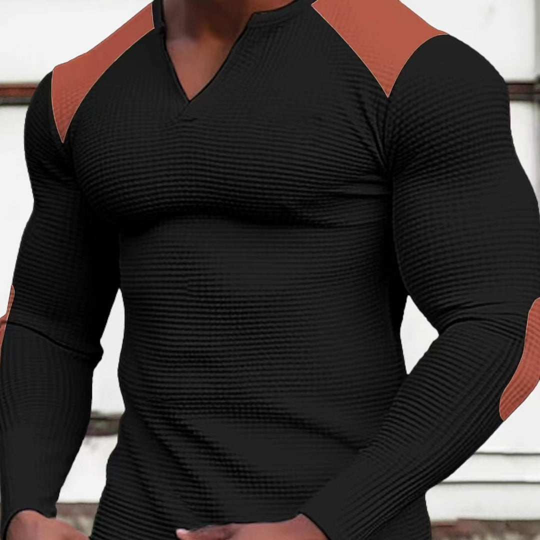 Herren Langarmshirt mit strukturiertem Stoff und Kontrastdetails Echoarchiv
