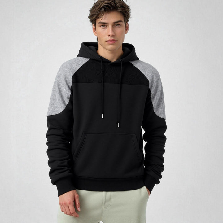 Herren sportlicher Kapuzenpullover mit geometrischen Akzenten und Kängurutasche Echoarchiv
