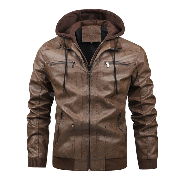 Herren Multifunktionale Lederjacke mit Kapuze Echo Archiv