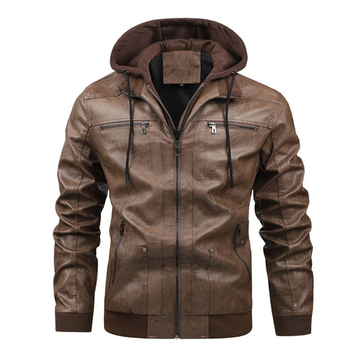 Herren Multifunktionale Lederjacke mit Kapuze Echo Archiv