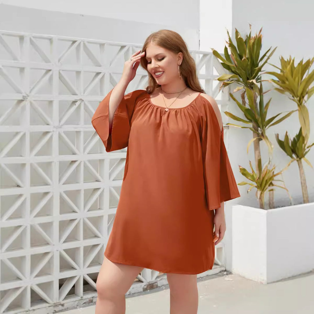 Damen Sommerkleid mit offenem Schulterdesign und voluminösen Ärmeln Echo Archiv