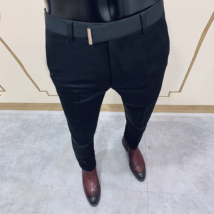Herren nan schmale elegante Anzughose mit dezenter Goldschließe und Bügelfalte Echo Archiv