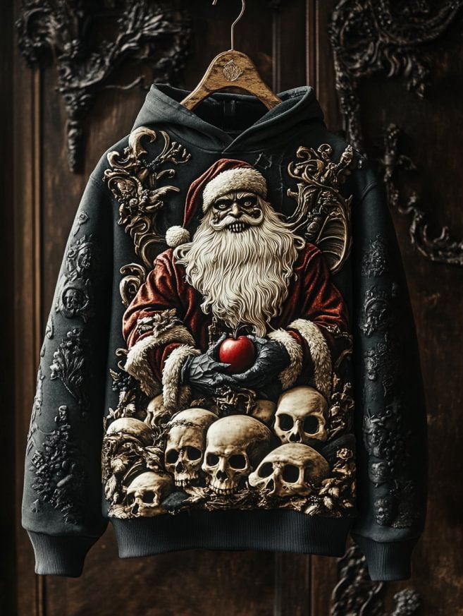 Damen Kreativer Kapuzenpullover mit Skelett- und Weihnachtsmotiv Echoarchiv