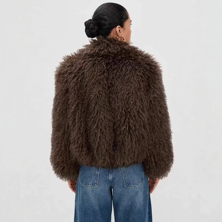 Damen kurzer shaggy Kunstpelz-Blouson mit dichtem Hochflor Echo Archiv