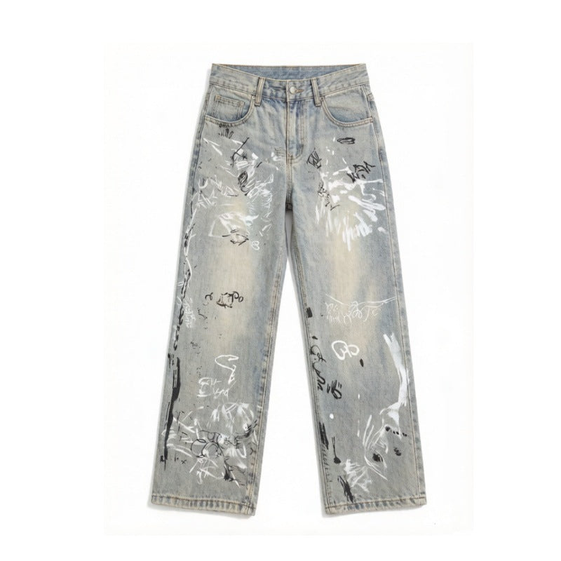 Herren Modische Weitgeschnittene Jeans mit kreativem Design Echoarchiv