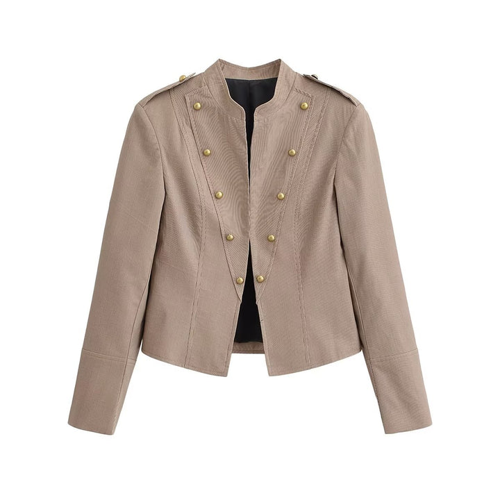 Damen Kurzblazer im Offiziersstil mit Stehkragen und dekorativen Metallknöpfen Echo Archiv