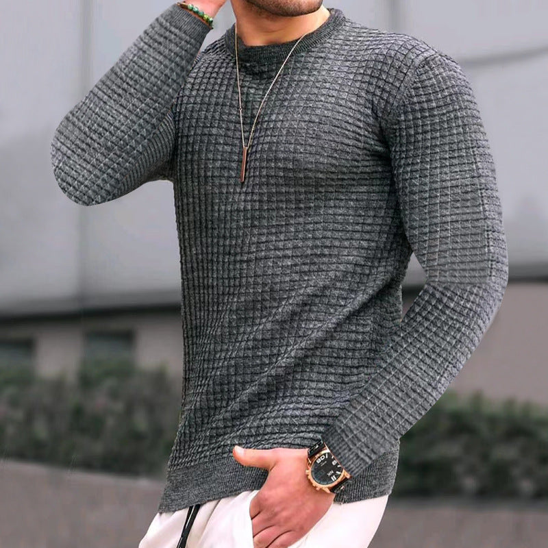 Herren strukturiertes Langarmshirt mit Rundhalsausschnitt Echoarchiv