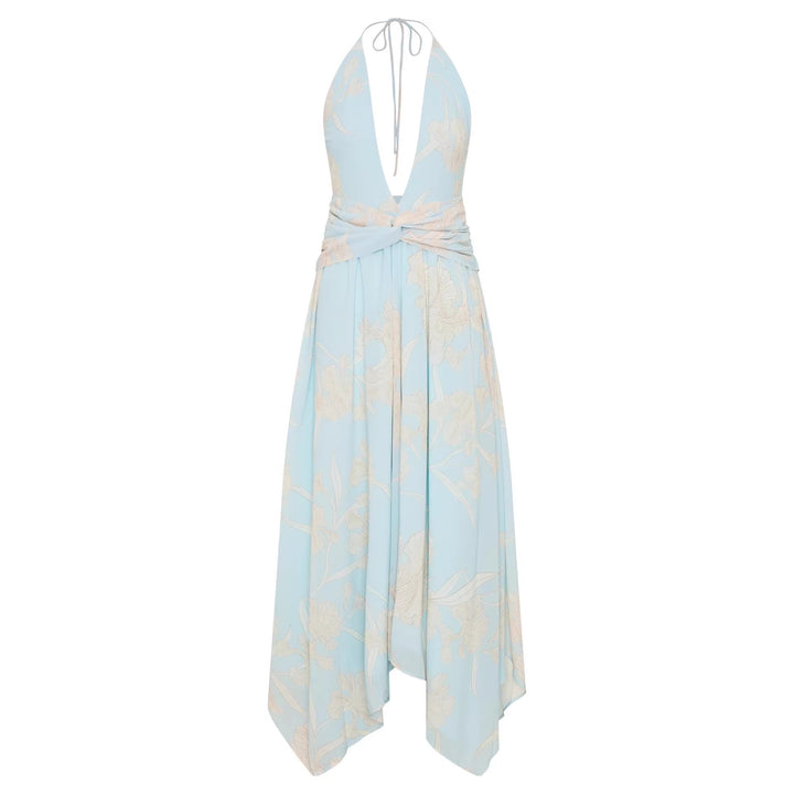 Damen Elegantes Wickelkleid mit tiefem V-Ausschnitt und floralem Design Echo Archiv