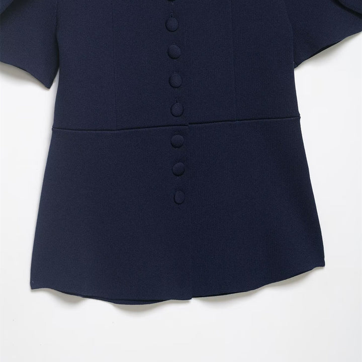Damenbluse mit strukturierten Puffärmeln und Knopfdetail Echo Archiv