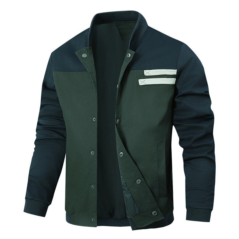 Herren sportlich-elegante Collegejacke mit Druckknopfleiste und kontrastierenden Einsätzen Echoarchiv
