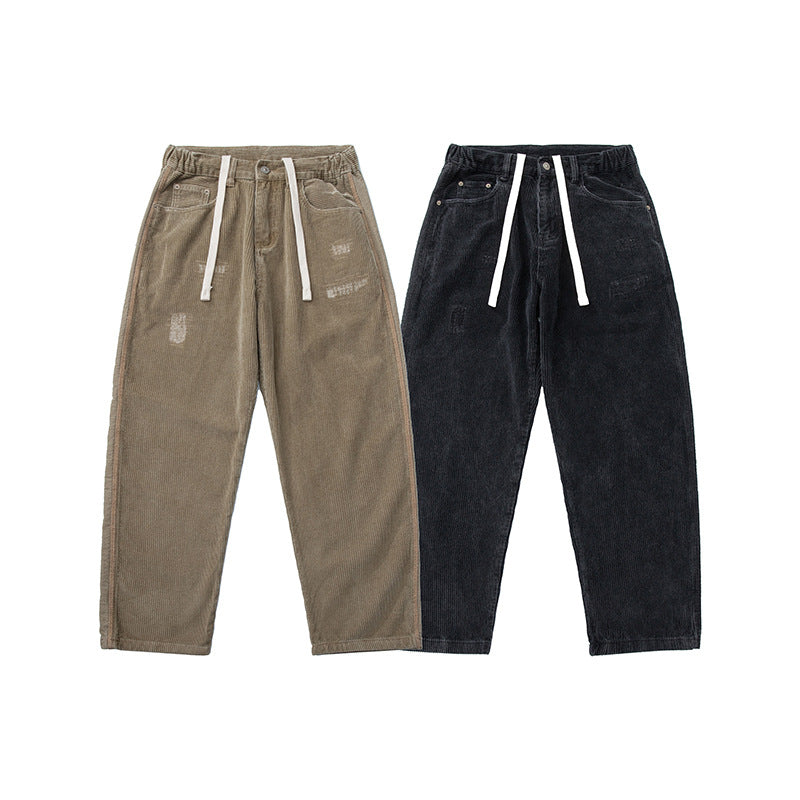 Herren Cordhose im Relaxed-Fit mit elastischem Tunnelzugbund und Used-Details Echoarchiv