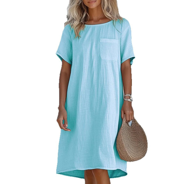Damen lässiges Leinenmaxikleid mit praktischen Taschen Echo Archiv