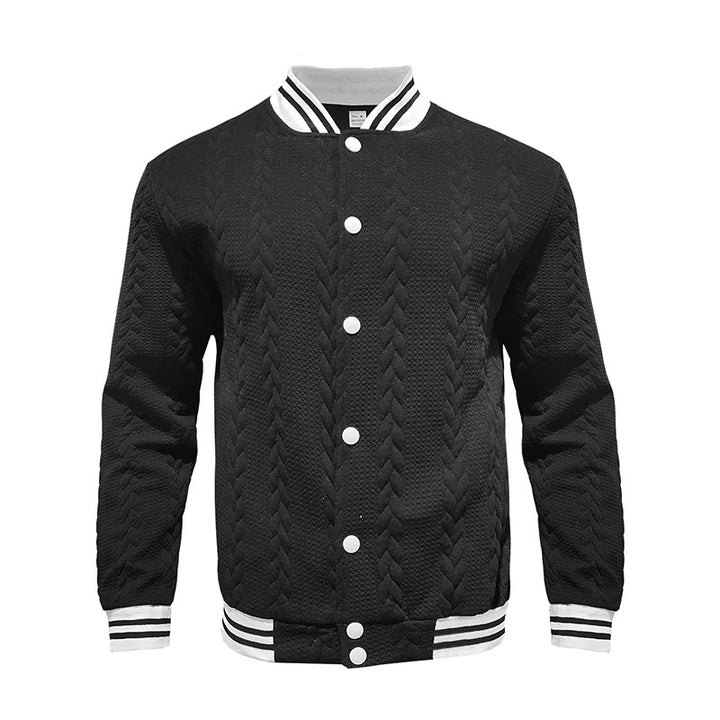 Herren sportliche Collegejacke mit strukturierter Oberfläche und modernen Kontraststreifen Echoarchiv