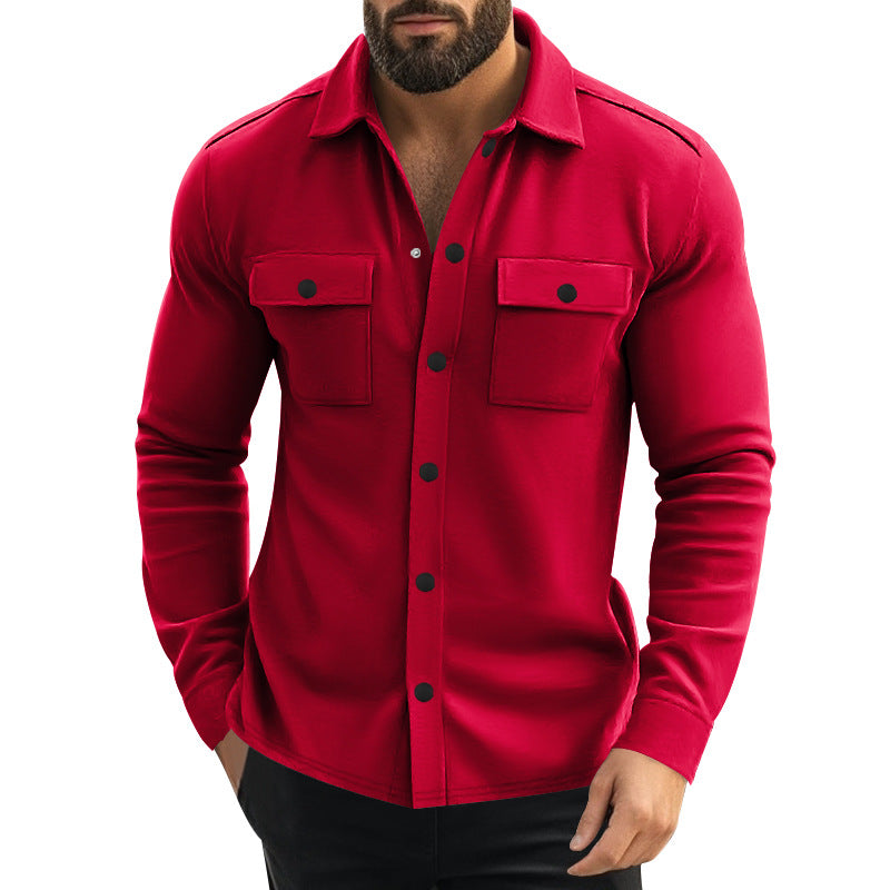 Herren lässige Flanelljacke mit praktischen Brusttaschen und durchgehendem Knopfverschluss Echoarchiv