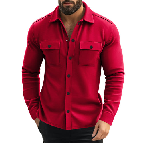Herren lässige Flanelljacke mit praktischen Brusttaschen und durchgehendem Knopfverschluss Echoarchiv
