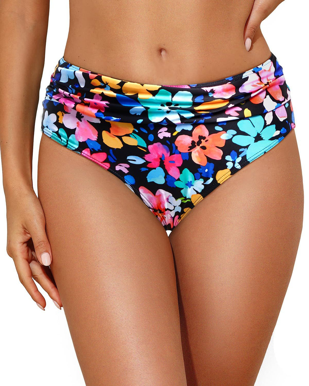 Damen Hochtaillierte Bikinihose mit eleganter Raffung Echo Archiv