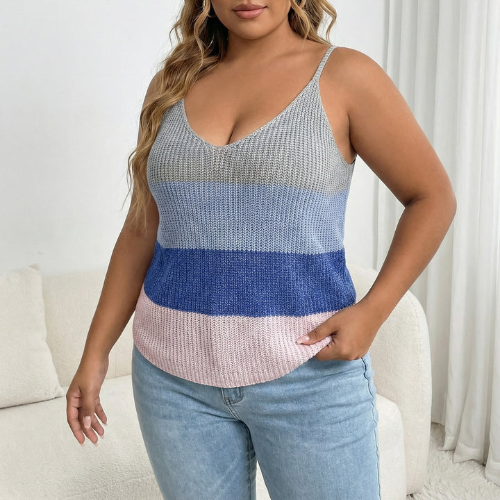 Damen luftiges Stricktop mit V-Ausschnitt und buntem Muster Echo Archiv