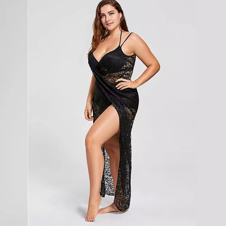Damen eleganter durchsichtiger Spitzen-Strandüberwurf Echo Archiv