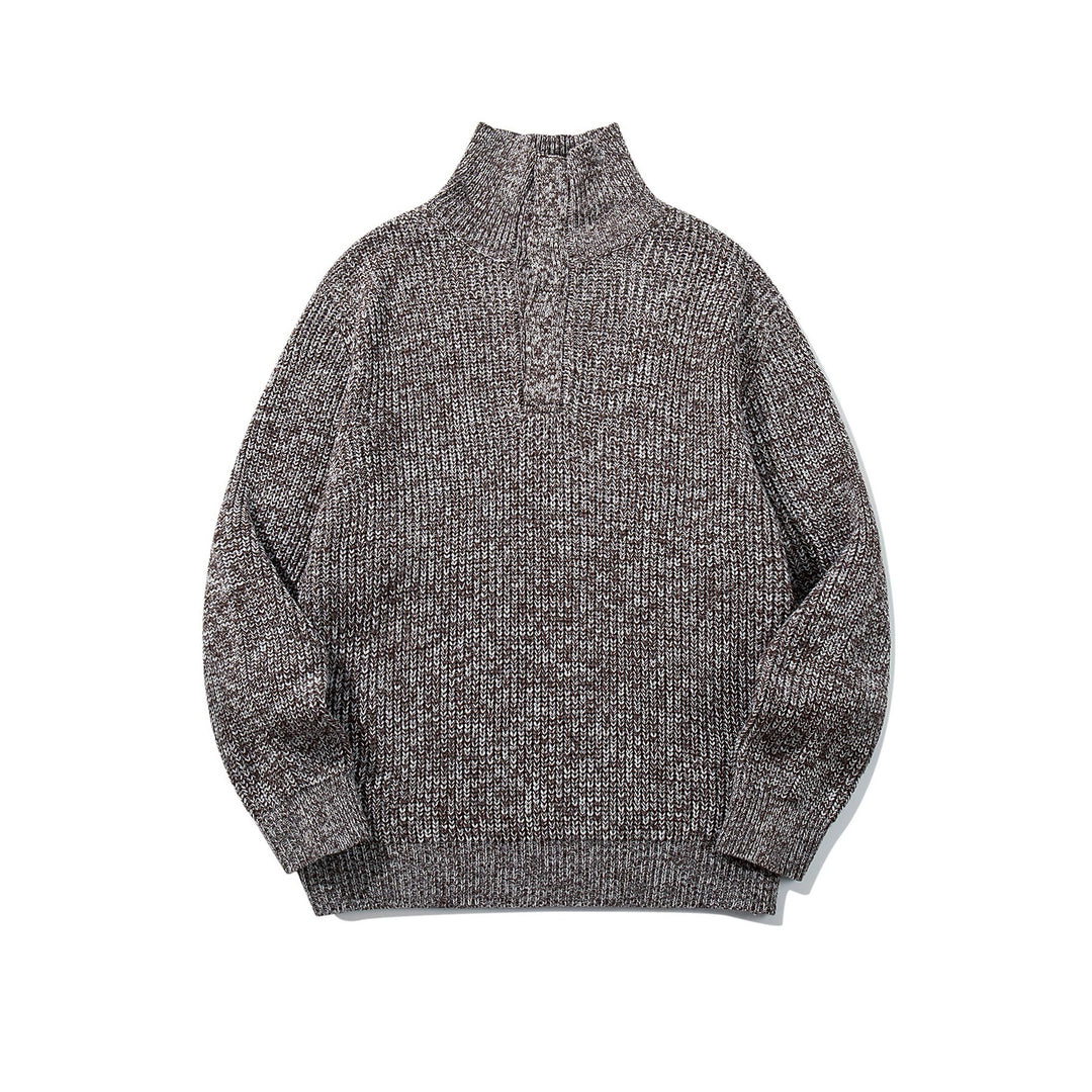 Unisex Grobgestrickter Rollkragenpullover mit halber Knopfleiste Echoarchiv