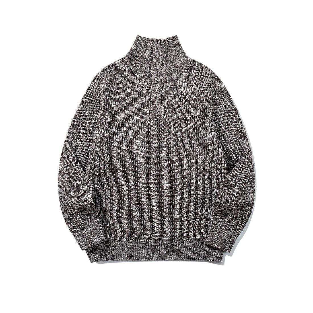 Unisex Grobgestrickter Rollkragenpullover mit halber Knopfleiste Echoarchiv