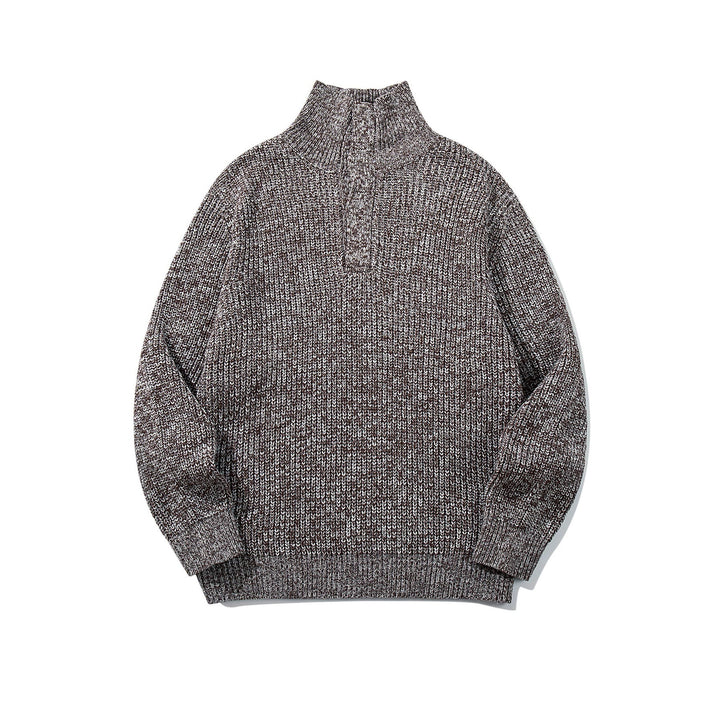 Unisex Grobgestrickter Rollkragenpullover mit halber Knopfleiste Echoarchiv