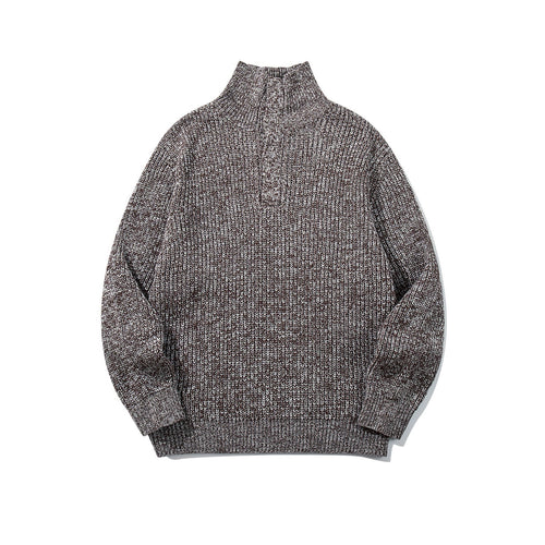 Unisex Grobgestrickter Rollkragenpullover mit halber Knopfleiste Echoarchiv