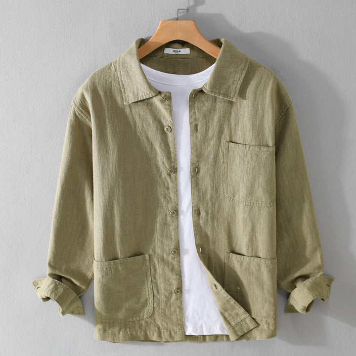 Herren Leinenhemdjacke mit aufgesetzten Taschen und legerer Passform Echoarchiv