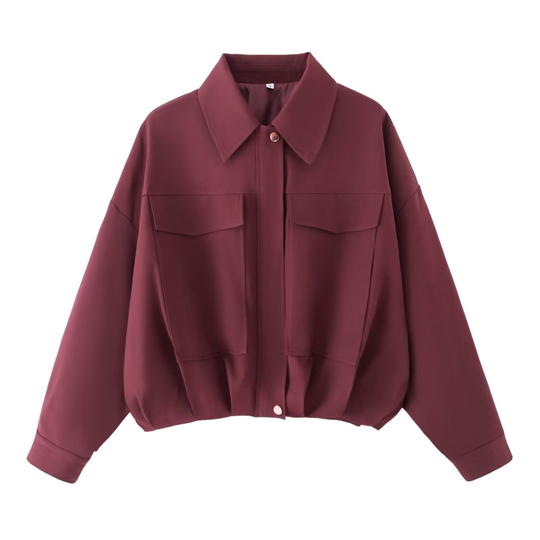 Damen Oversize Utility-Jacke mit Pattentaschen, Drop-Shoulder und elastischem Saum Echo Archiv