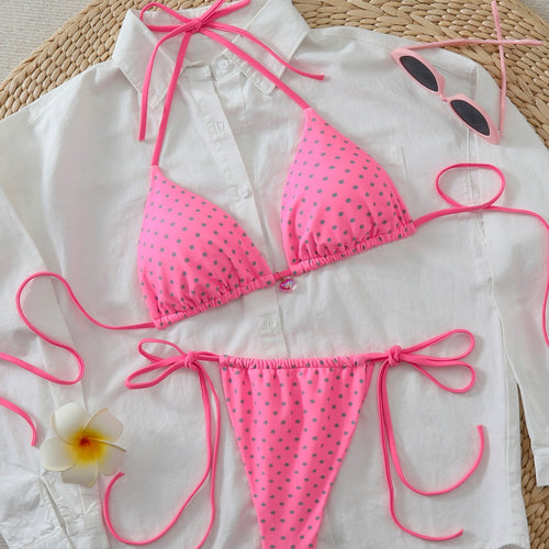 Damen Triangel-Bikini mit verspielten Punkten und verstellbaren Trägern Echo Archiv