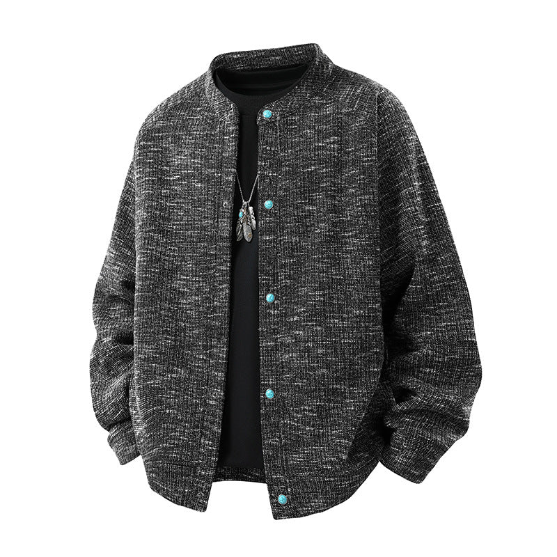 Herren Oversize-Strickbomberjacke mit Stehkragen und Druckknopfverschluss Echo Archiv