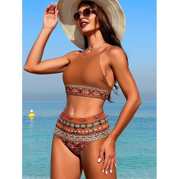 Damen Hochgeschnittener Bikini mit modischem Banddesign Echo Archiv