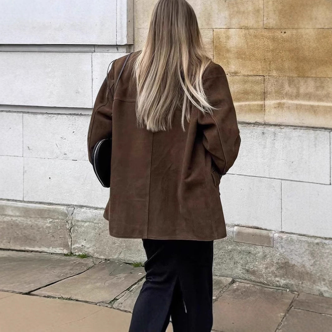 Damen Modische Wildlederjacke – Célinea