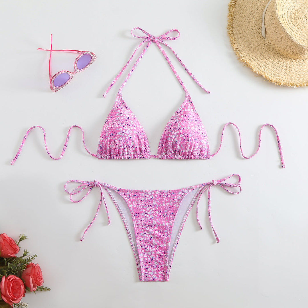 Damen Triangel-Bikini-Set mit verspieltem Blumenmuster Echoarchiv