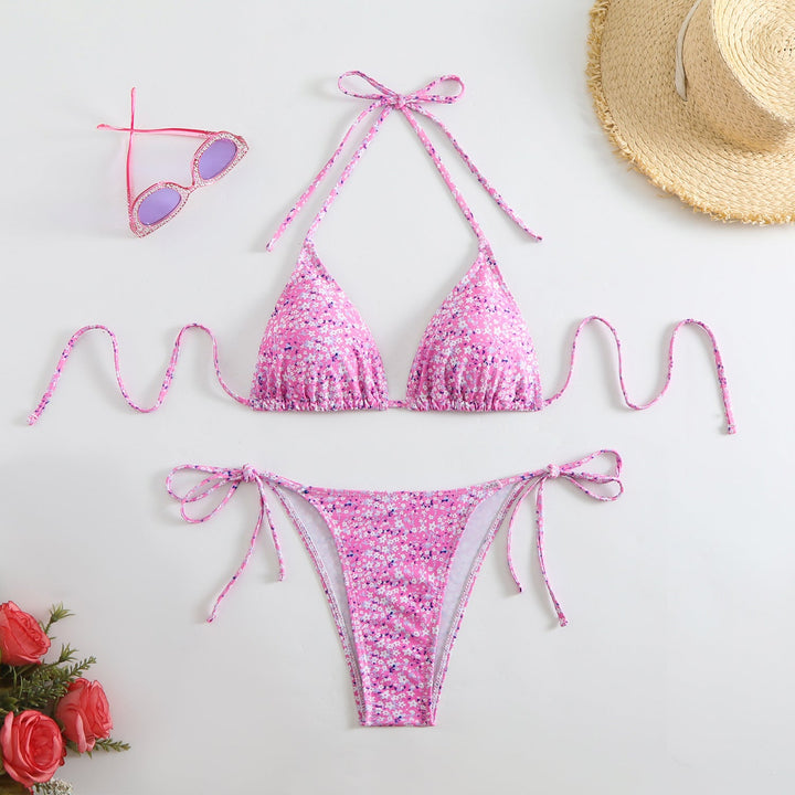 Damen Triangel-Bikini-Set mit verspieltem Blumenmuster Echoarchiv