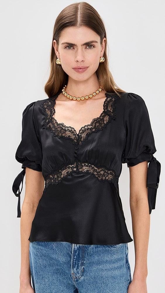 Damen Satinbluse mit Spitzenakzenten Echo Archiv