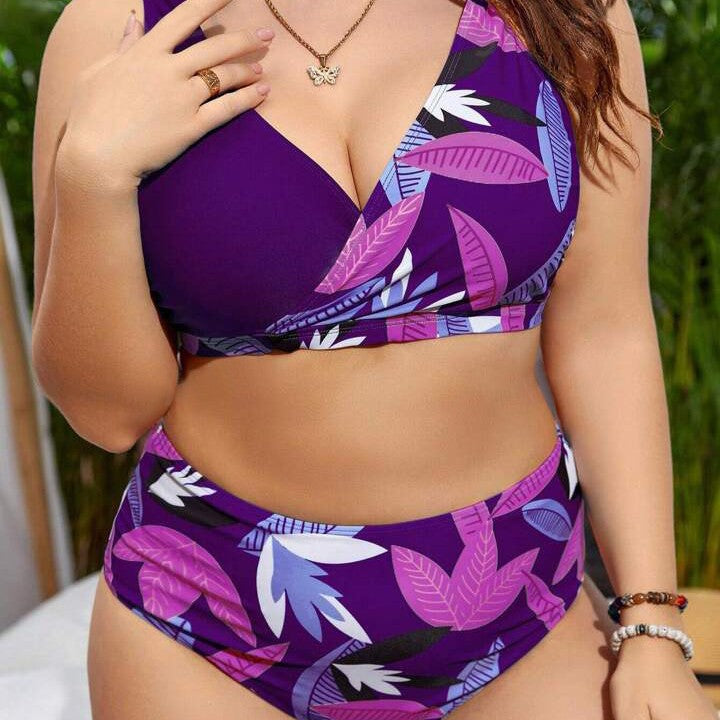 Damen Hochgeschnittener Bikini mit Wickeldesign und floralem Muster Echo Archiv