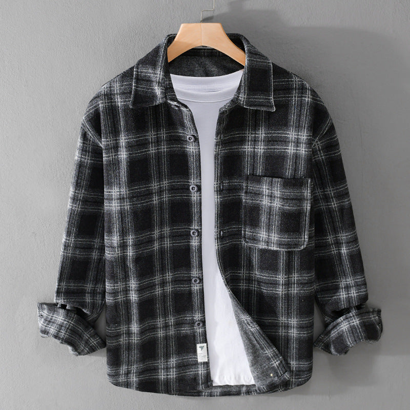 Herren Karo-Flanell-Overshirt mit Brusttasche und Relaxed-Fit Echoarchiv