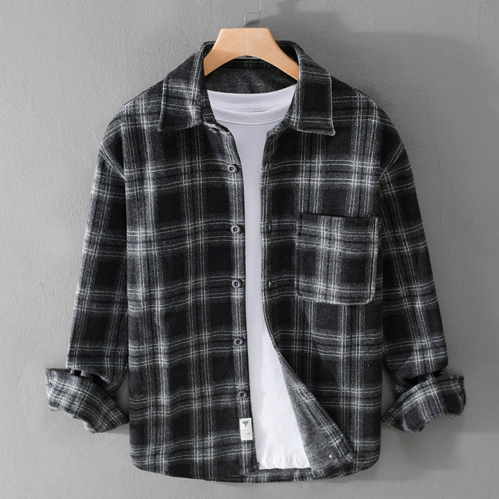 Herren Karo-Flanell-Overshirt mit Brusttasche und Relaxed-Fit Echoarchiv