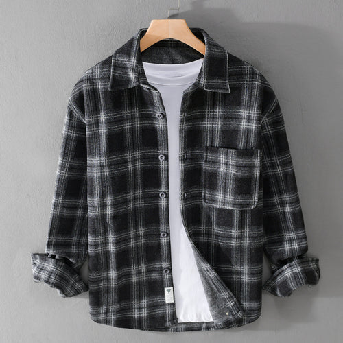 Herren Karo-Flanell-Overshirt mit Brusttasche und Relaxed-Fit Echoarchiv